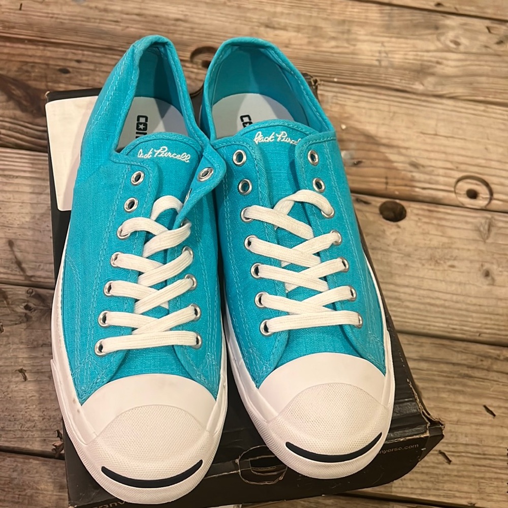 Converse Jack Purcell Fresh Cyan Blue white low top Canvas shoes M 10 W 11.5